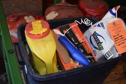 BIN OF ASSORTED FERTILIZER, ANT KILLER AND SPREADER
