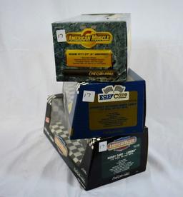 (3) 1/18" SCALE DIE CAST COLLECTORS CARS IN BOXES;