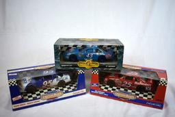 (3) 1/18" SCALE DIE CAST COLLECTORS CARS IN BOXES;
