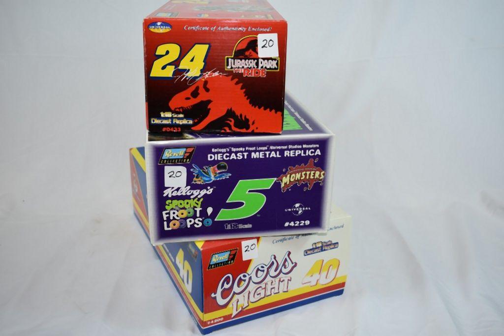 (3) 1/18" SCALE DIE CAST COLLECTORS CARS IN BOXES;
