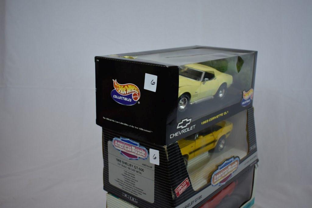 (3) 1/18" SCALE DIE CAST COLLECTORS CARS IN BOXES;
