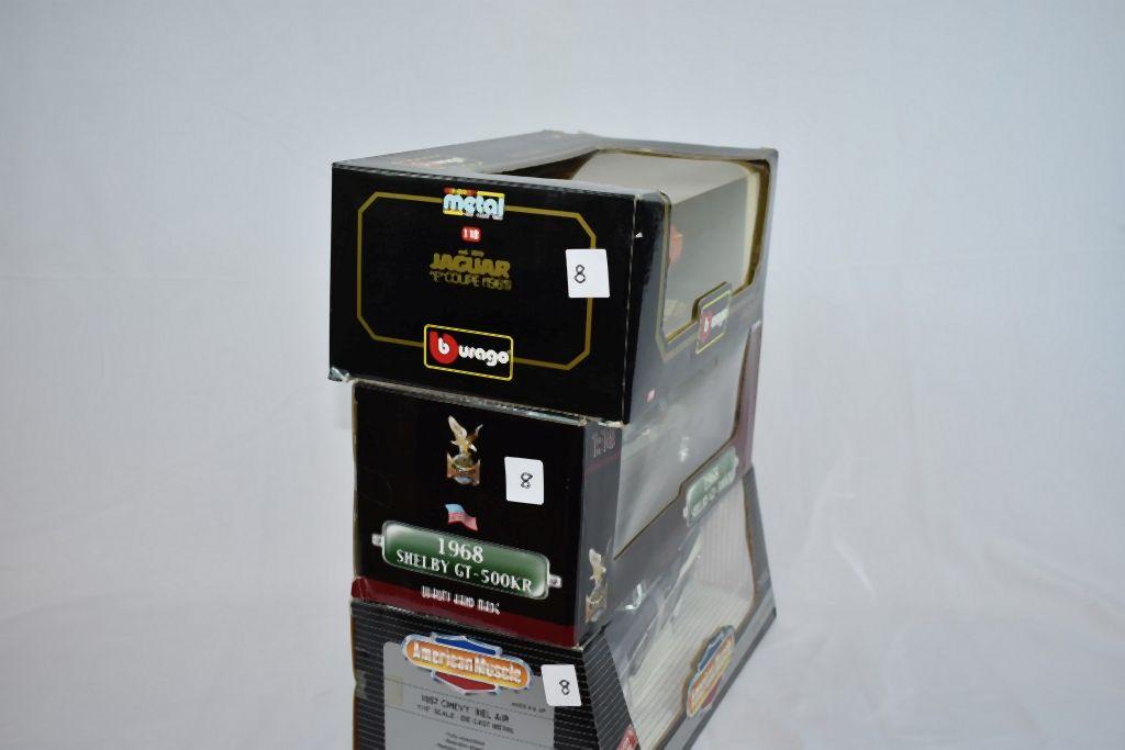 (3) 1/18" SCALE DIE CAST COLLECTORS CARS IN BOXES;