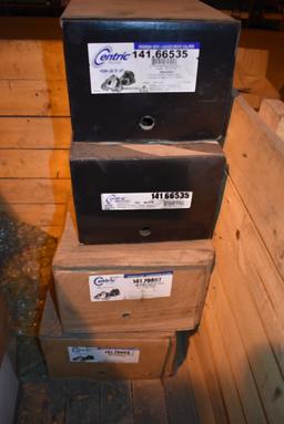 CRATE WITH MISC. TRUCK BRAKE CALIPERS AND SOME CORES