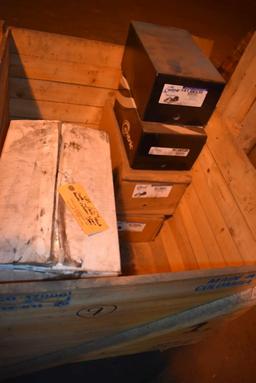 CRATE WITH MISC. TRUCK BRAKE CALIPERS AND SOME CORES