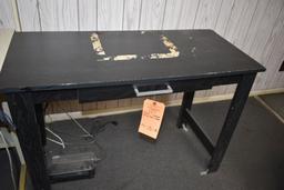 BLACK OFFICE WORK TABLE WITH SINGLE DRAWER,
