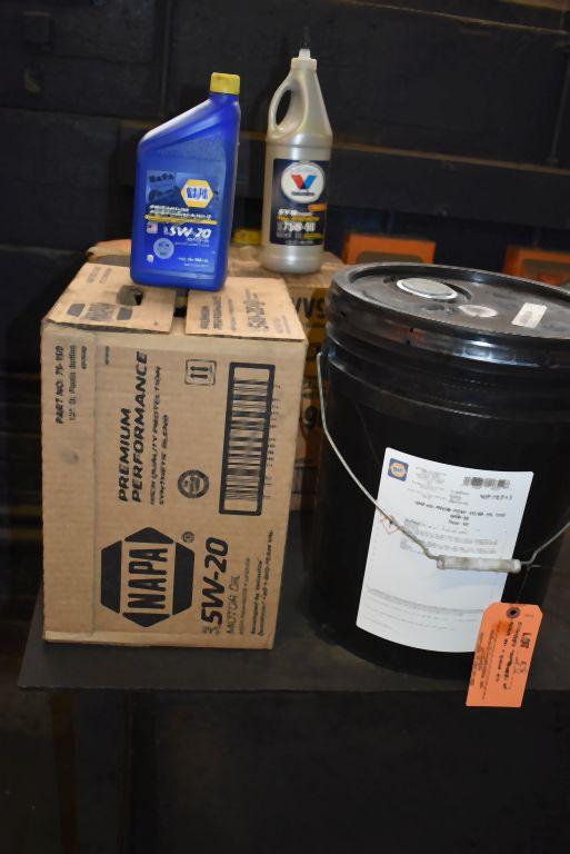 ASSORTED CONTAINERS OF MOTOR OIL AND GEAR OIL