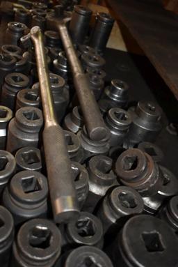 LARGE SELECTION OF 3/4" DRIVE SOCKETS, ETC. ON THIS SHELF