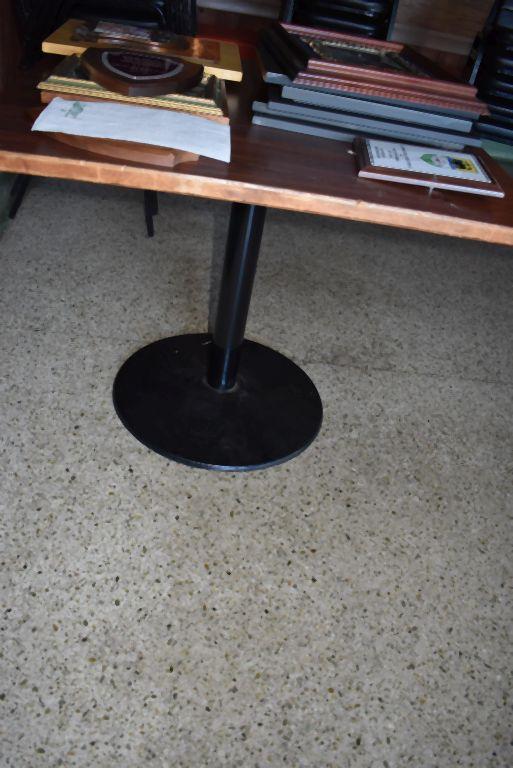 SQUARE PEDESTAL TABLE WITH FORMICA TOP,