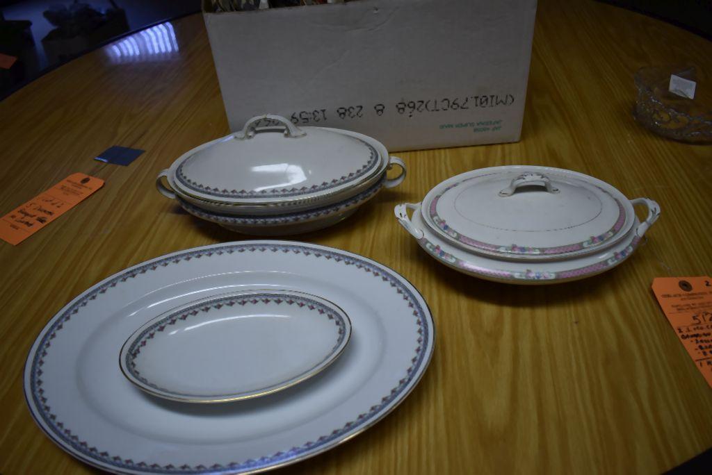 Z.S. & CO. CHAIN ROSES BAVARIAN CHINA; (3) ASSORTED TRAYS,