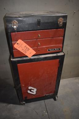 SMALL TOOLBOX WITH LIFT TOP, THREE DRAWERS AND