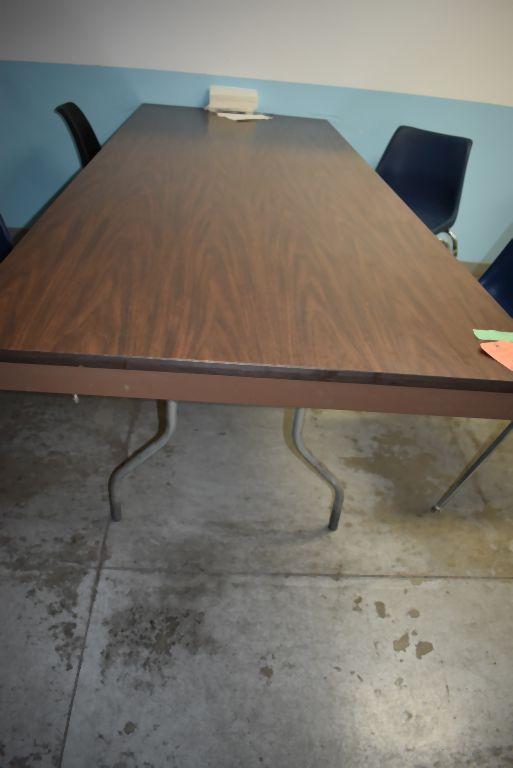 8' LONG WOODGRAIN FOLDING LUNCH TABLE, 31"H x 30"W