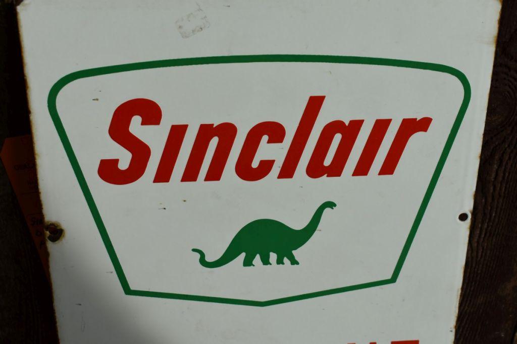 SINCLAIR GASOLINE DINOSAUR PORCELAIN SIGN PUMP PLATE,