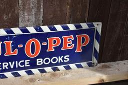FUL-O-PEP SERVICE BOOKS METAL SIGN, 28"W x 8"H