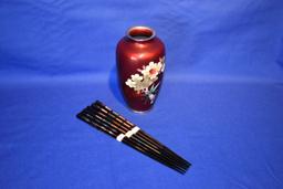 (3) SETS OF VINTAGE CHOPSTICKS & VINTAGE RED FOIL