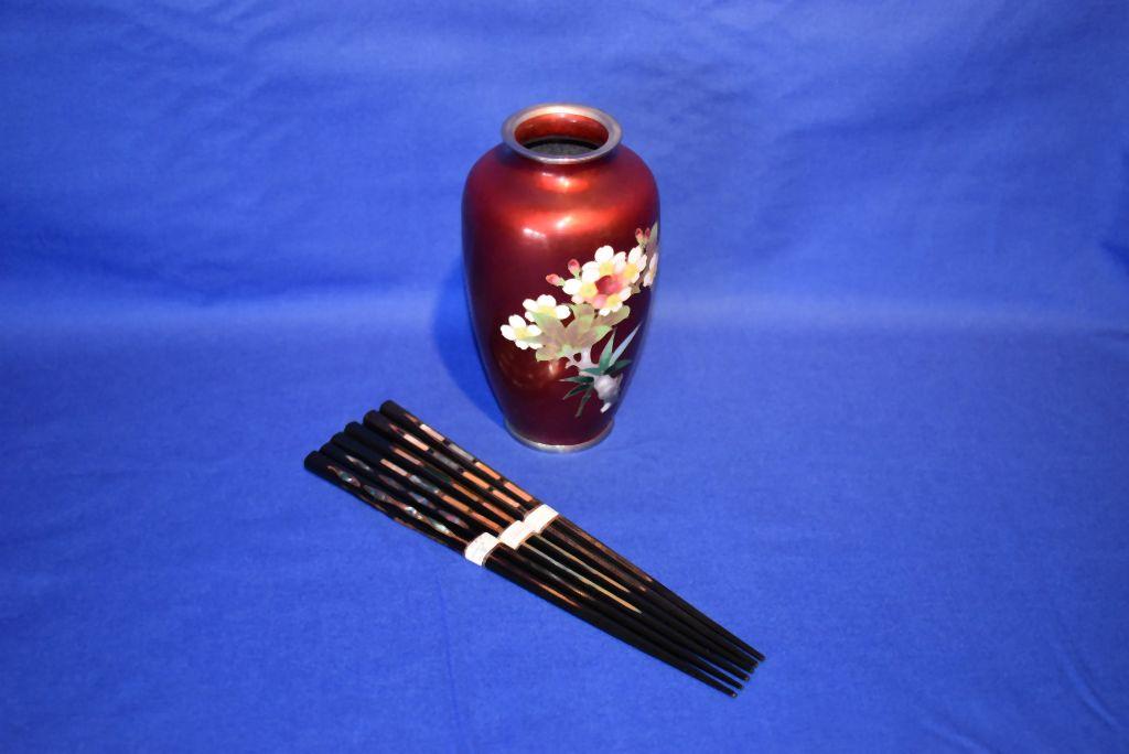 (3) SETS OF VINTAGE CHOPSTICKS & VINTAGE RED FOIL