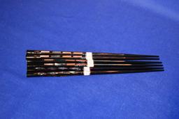 (3) SETS OF VINTAGE CHOPSTICKS & VINTAGE RED FOIL