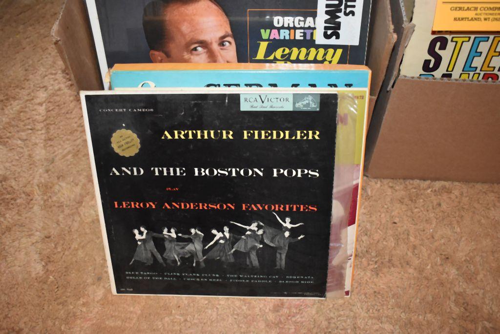 BOX W/45+ VINYL RECORDS: MOSTLY INSTRUMENTAL
