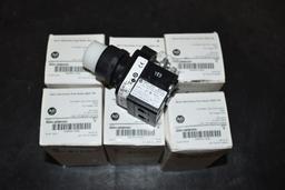 (6) ALLEN-BRADLEY 30MM MOMEMTARY PUSH BUTTON 800H BP,