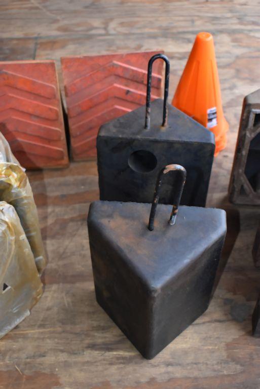 PAIR OF RUBBER WHEEL CHOCKS, 9-1/2"W, LOCATED IN SHED