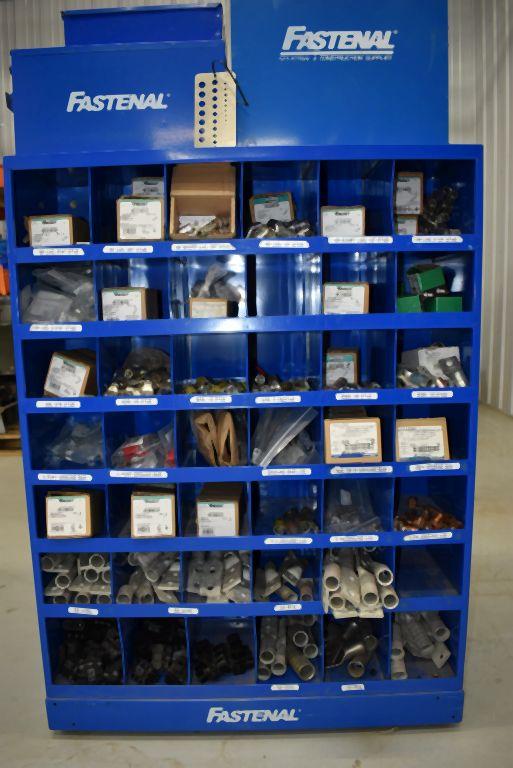 MOBILE FASTENAL DOUBLE SIDED W/42 COMPARTMENT PARTS UNIT,