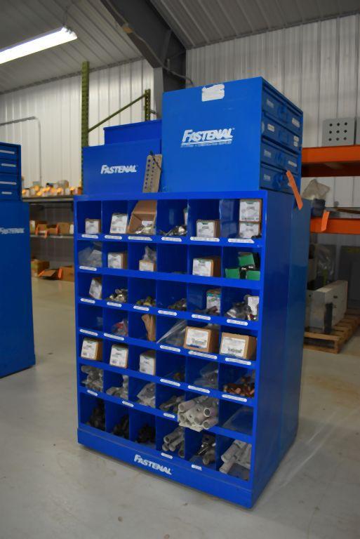 MOBILE FASTENAL DOUBLE SIDED W/42 COMPARTMENT PARTS UNIT,