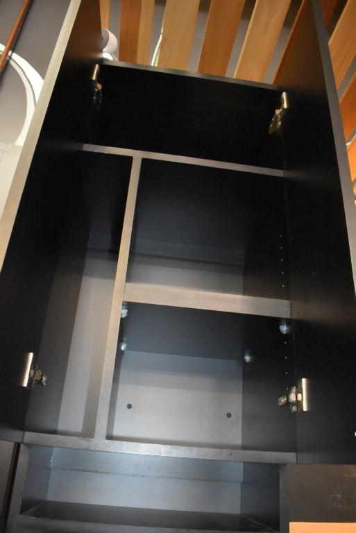 BLACK WALL CABINET WITH TWO DOORS, FOUR COMPARTMENTS