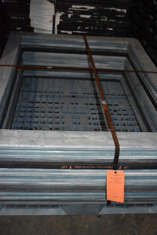 (1) COLUMN OF PLASTIC PALLETS ETC., 54" x 42" AND