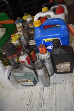 MISC. CANS AND BOTTLES OF; OIL COOLANT, SPRAYS,