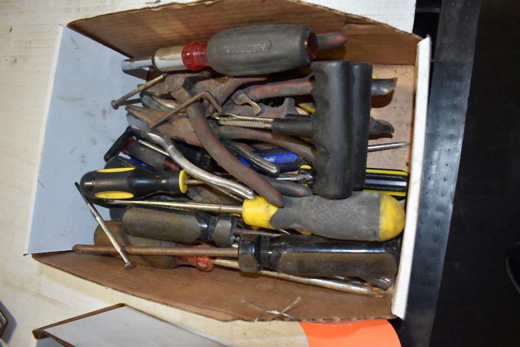 BIN OF ASSORTED HAND TOOLS