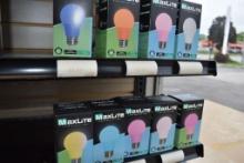 (9) ASSORTED MAX LITE COLORED BULBS