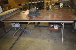 FOLDING TABLE WITH WOODGRAIN TOP, NO CONTENTS, 6' x 30"