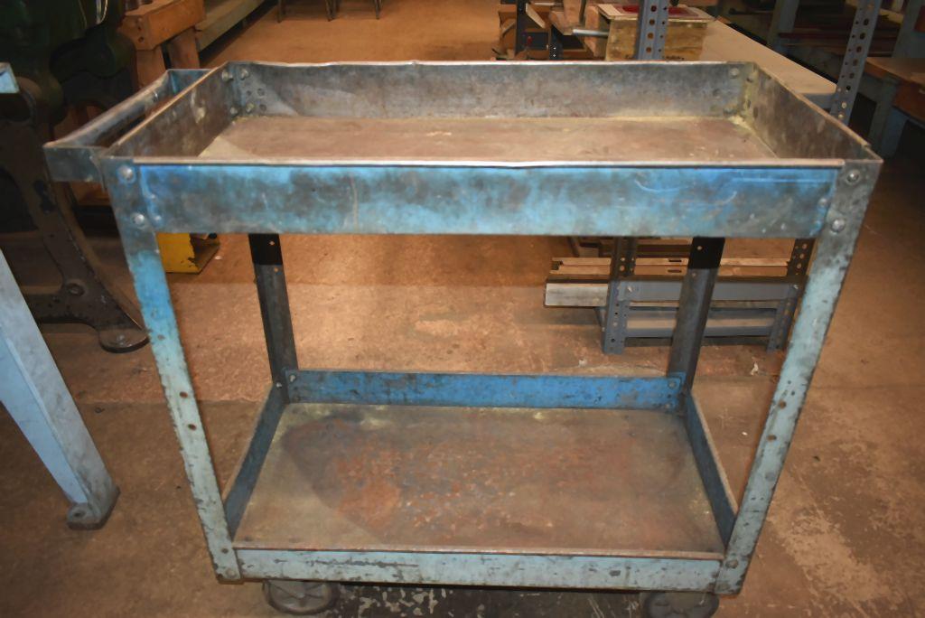 STEEL TWO TIER SHOP CART, NO CONTENTS, 30"L x 16"D x