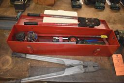 SWAGGING AND CRIMPING TOOLS IN RED METAL TOOLBOX