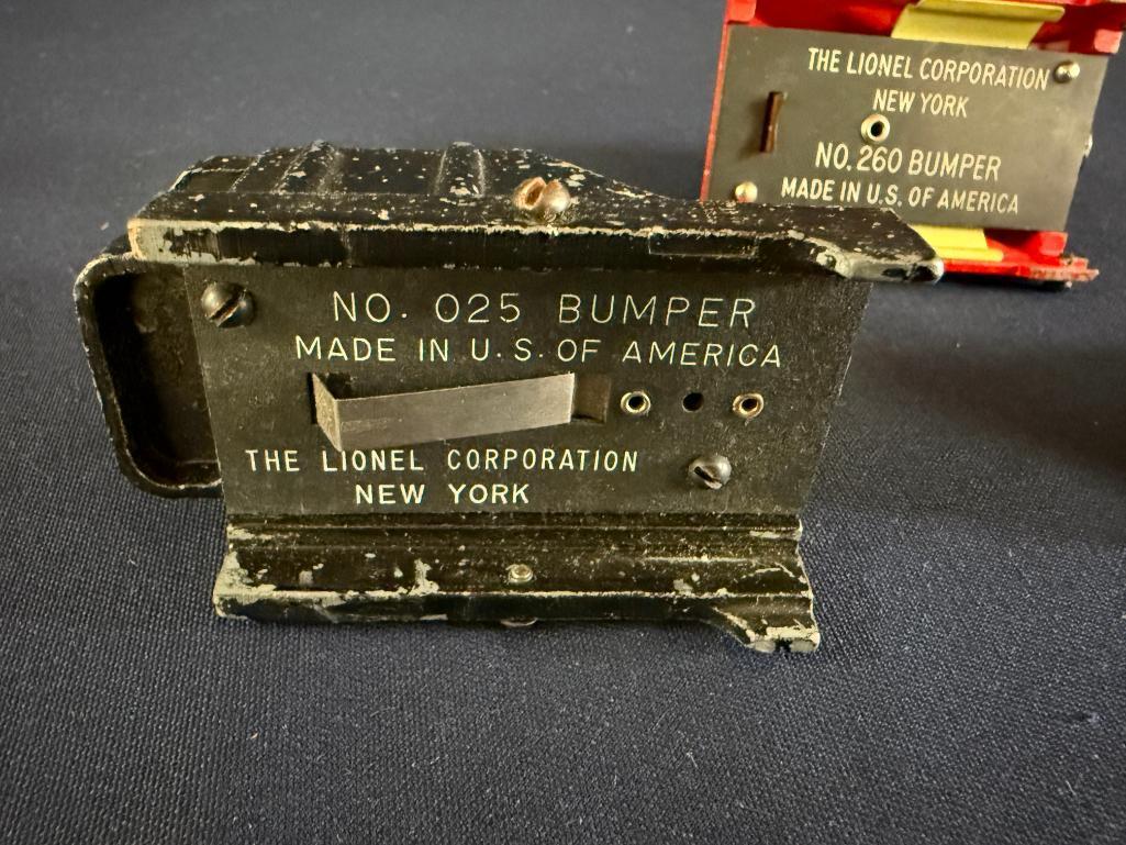 LIONEL BUMPERS; (2) NO. 260 BUMPERS AND (1) NO. 025 BUMPER,