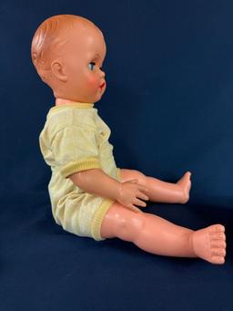 LOT OF (3) VITAGE DOLLS, LARGEST IS 24" TALL, CAMEO DOLL-18" TALL AND SMALL DOLL WITH A COMPOSITE
