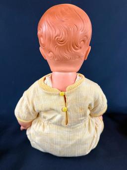 LOT OF (3) VITAGE DOLLS, LARGEST IS 24" TALL, CAMEO DOLL-18" TALL AND SMALL DOLL WITH A COMPOSITE
