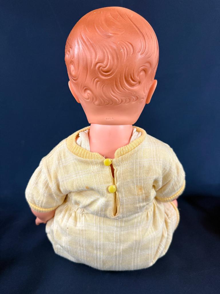 LOT OF (3) VITAGE DOLLS, LARGEST IS 24" TALL, CAMEO DOLL-18" TALL AND SMALL DOLL WITH A COMPOSITE