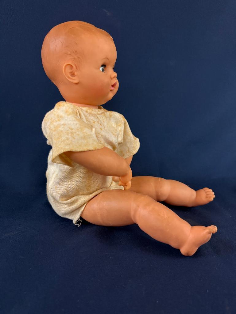LOT OF (3) VITAGE DOLLS, LARGEST IS 24" TALL, CAMEO DOLL-18" TALL AND SMALL DOLL WITH A COMPOSITE