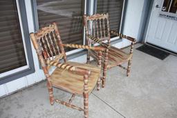 2 Custom Made Asian Style Large Wood Chairs
