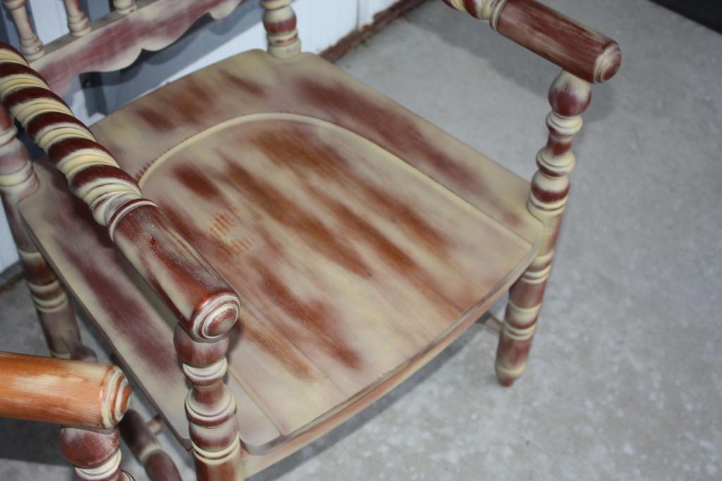 2 Custom Made Asian Style Large Wood Chairs