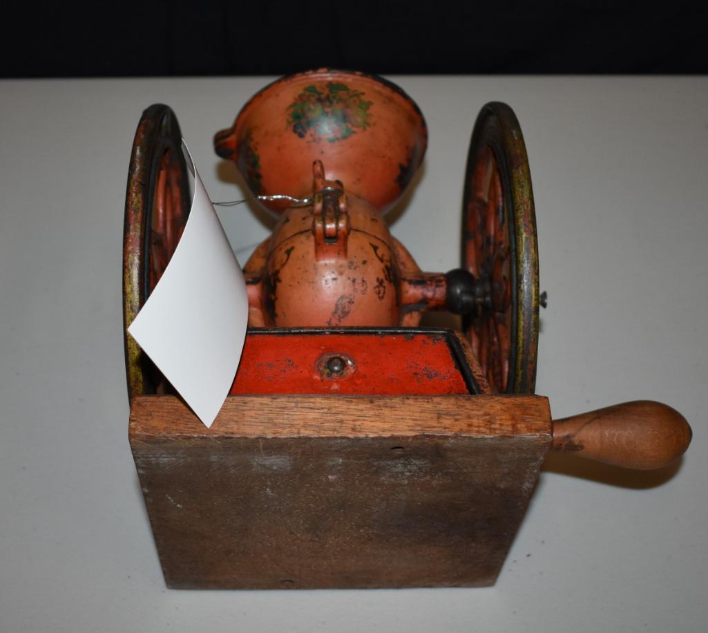 1930s Cast Iron Wood Coffee Bean Grinder - Enterprise Number 2