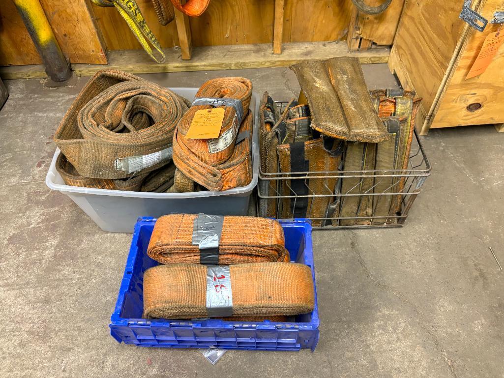 (3) CONTAINERS W/LIFTING SLINGS, 10' UP TO 16', PADS