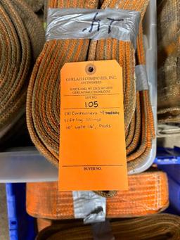 (3) CONTAINERS W/LIFTING SLINGS, 10' UP TO 16', PADS