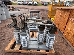 (3) Vertical vertically mounted 34.5 KV Disconnect Switches Single Phase