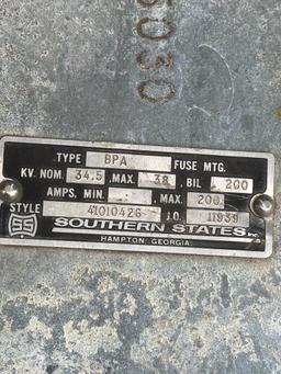 (3) Vertical vertically mounted 34.5 KV Disconnect Switches Single Phase