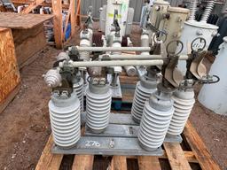 (3) Vertical vertically mounted 34.5 KV Disconnect Switches Single Phase