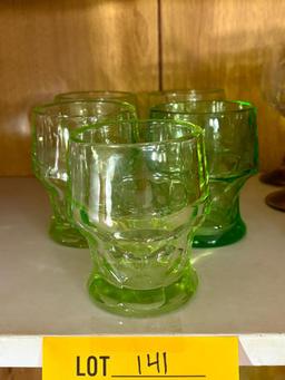 VINTAGE GREEN DEPRESSION JUICE GLASES/TUMBLERS, SET OF 5