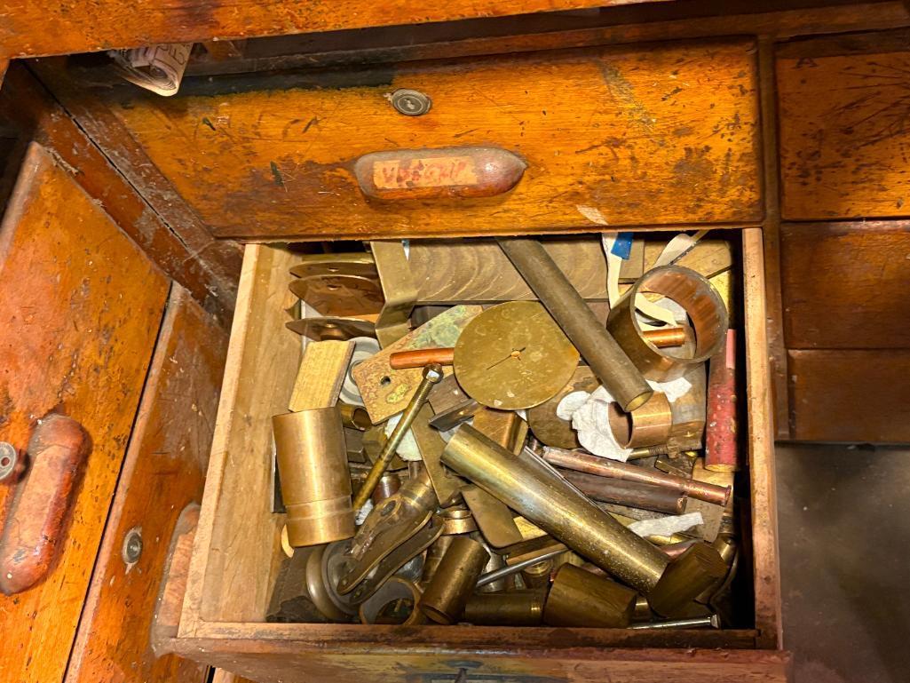 (24) DRAWERS WITH CONTENTS: SCRAP METALS, CHISELS, ELECTRIC HAND TOOLS,