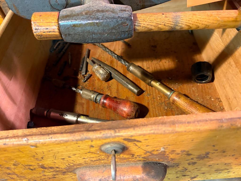 (24) DRAWERS WITH CONTENTS: SCRAP METALS, CHISELS, ELECTRIC HAND TOOLS,