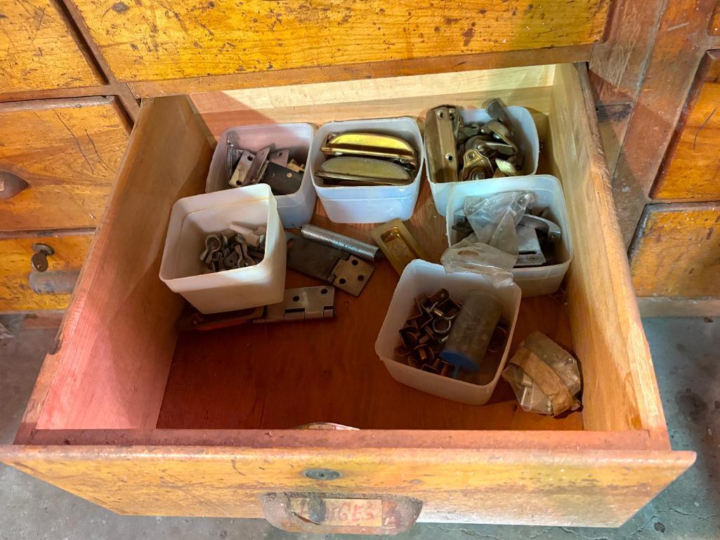 (24) DRAWERS WITH CONTENTS: SCRAP METALS, CHISELS, ELECTRIC HAND TOOLS,